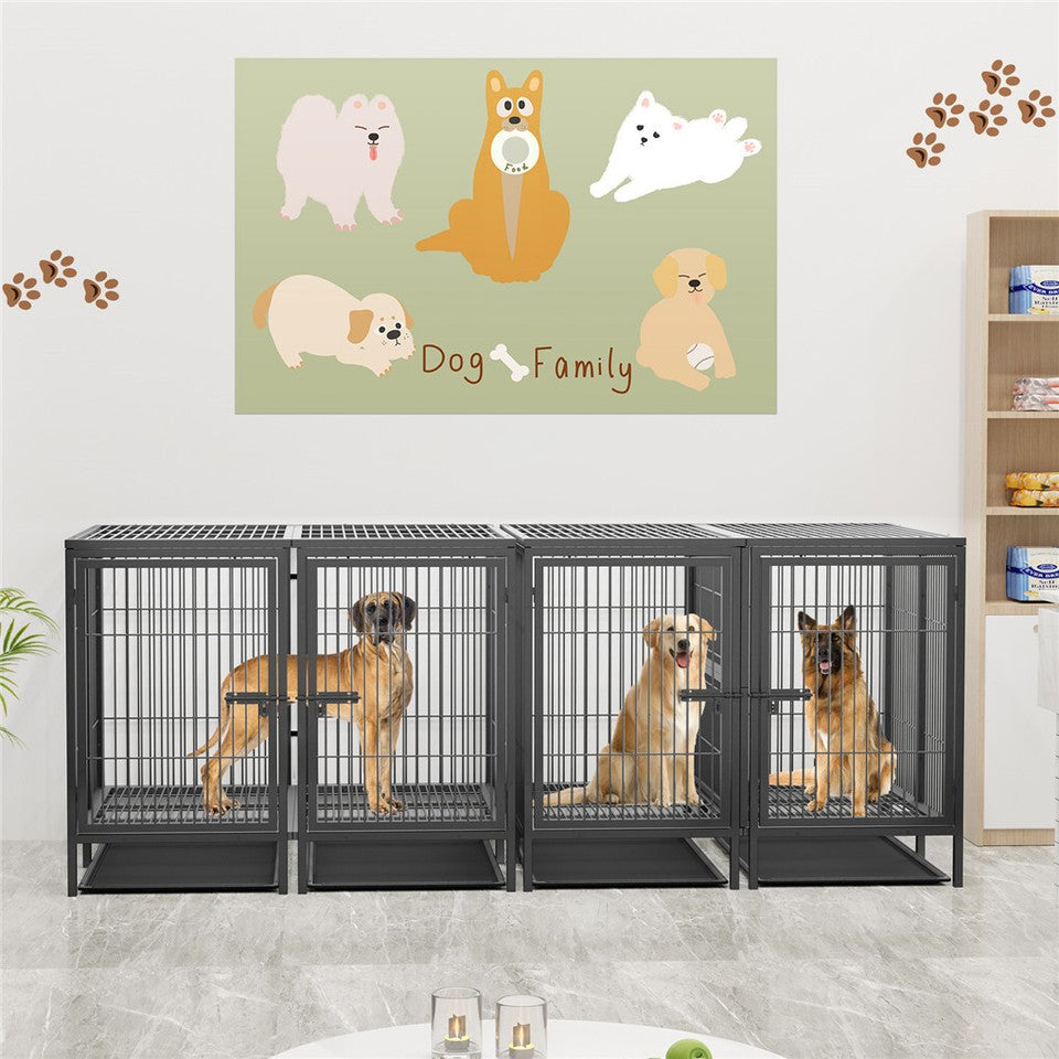 Giant Dog Cage Indoor Outdoor Super-Hard Metal Kennel Pet Playpen W Tray&Divider - Image 7