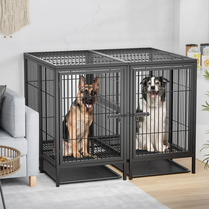 Giant Dog Cage Indoor Outdoor Super-Hard Metal Kennel Pet Playpen W Tray&Divider - Image 8