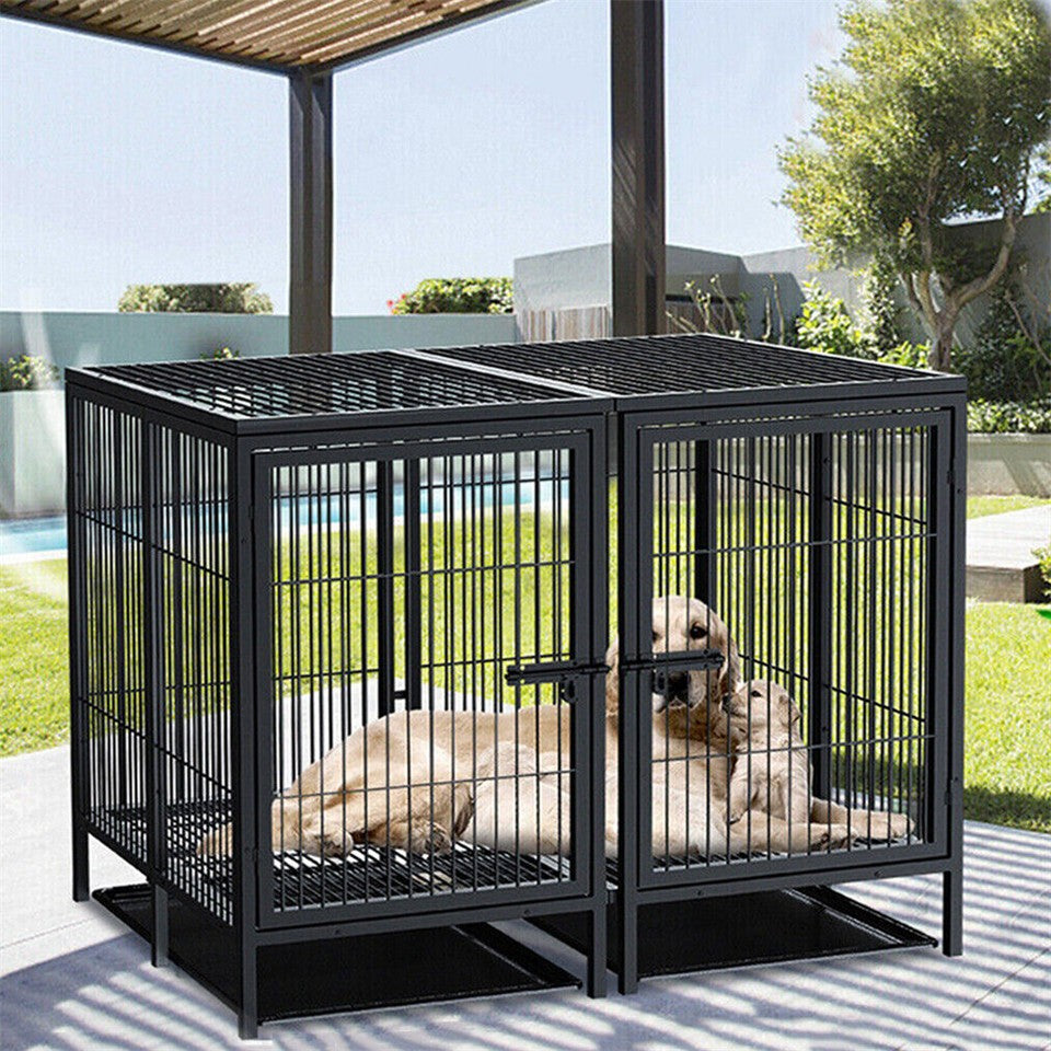 Giant Dog Cage Indoor Outdoor Super-Hard Metal Kennel Pet Playpen W Tray&Divider - Image 9