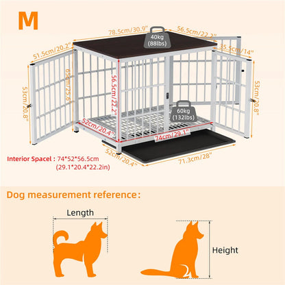 P&P White Walnut XL Dog Crate with Furniture Style Top, 3 Doors and Easy Clean Tray Included - Image 2