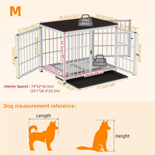 P&P White Walnut XL Dog Crate with Furniture Style Top, 3 Doors and Easy Clean Tray Included - Image 2
