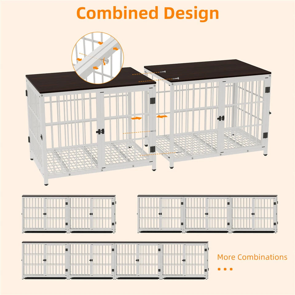 P&P White Walnut XL Dog Crate with Furniture Style Top, 3 Doors and Easy Clean Tray Included - Image 4