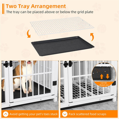 P&P White Walnut XL Dog Crate with Furniture Style Top, 3 Doors and Easy Clean Tray Included - Image 5
