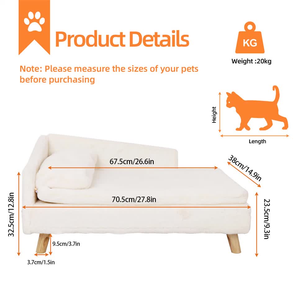 Luxurious Rectangular Pet Sofa Bed with Anti-Skid Base - Image 3