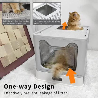 Stainless Steel Enclosed Cat Litter Box Top Exit Pet Toilet Box w/ Litter Scoop - Image 8