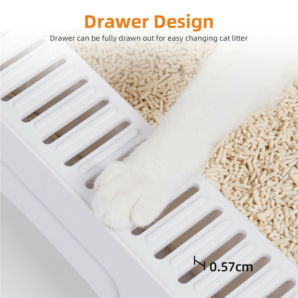 Foldable Fully Enclosed Hooded Cat Litter Box Self-Cleaning Kitty Toilet w Tray - Image 8