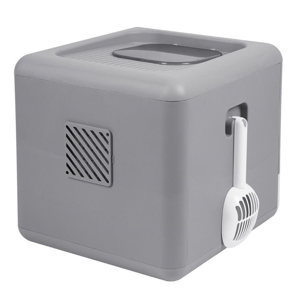 Foldable Fully Enclosed Hooded Cat Litter Box Self-Cleaning Kitty Toilet w Tray - Image 9