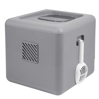 Foldable Fully Enclosed Hooded Cat Litter Box Self-Cleaning Kitty Toilet w Tray - Image 9