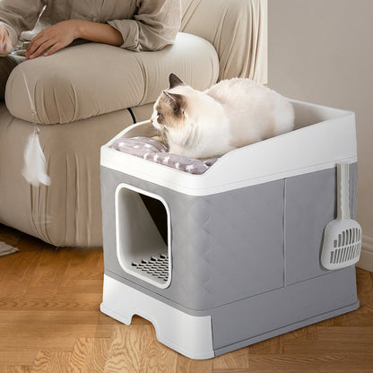 Large Hooded Cat Litter Box with Enclosed Top - Image 2