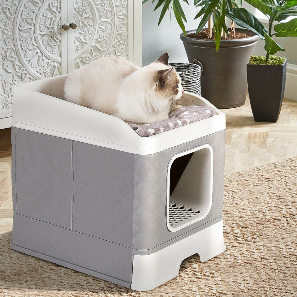 Large Hooded Cat Litter Box with Enclosed Top - Image 3