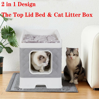 Large Hooded Cat Litter Box with Enclosed Top - Image 4