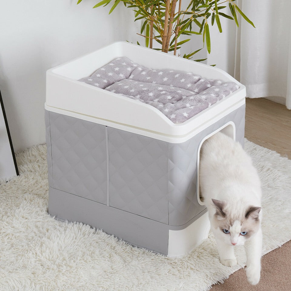 Large Hooded Cat Litter Box with Enclosed Top - Image 5