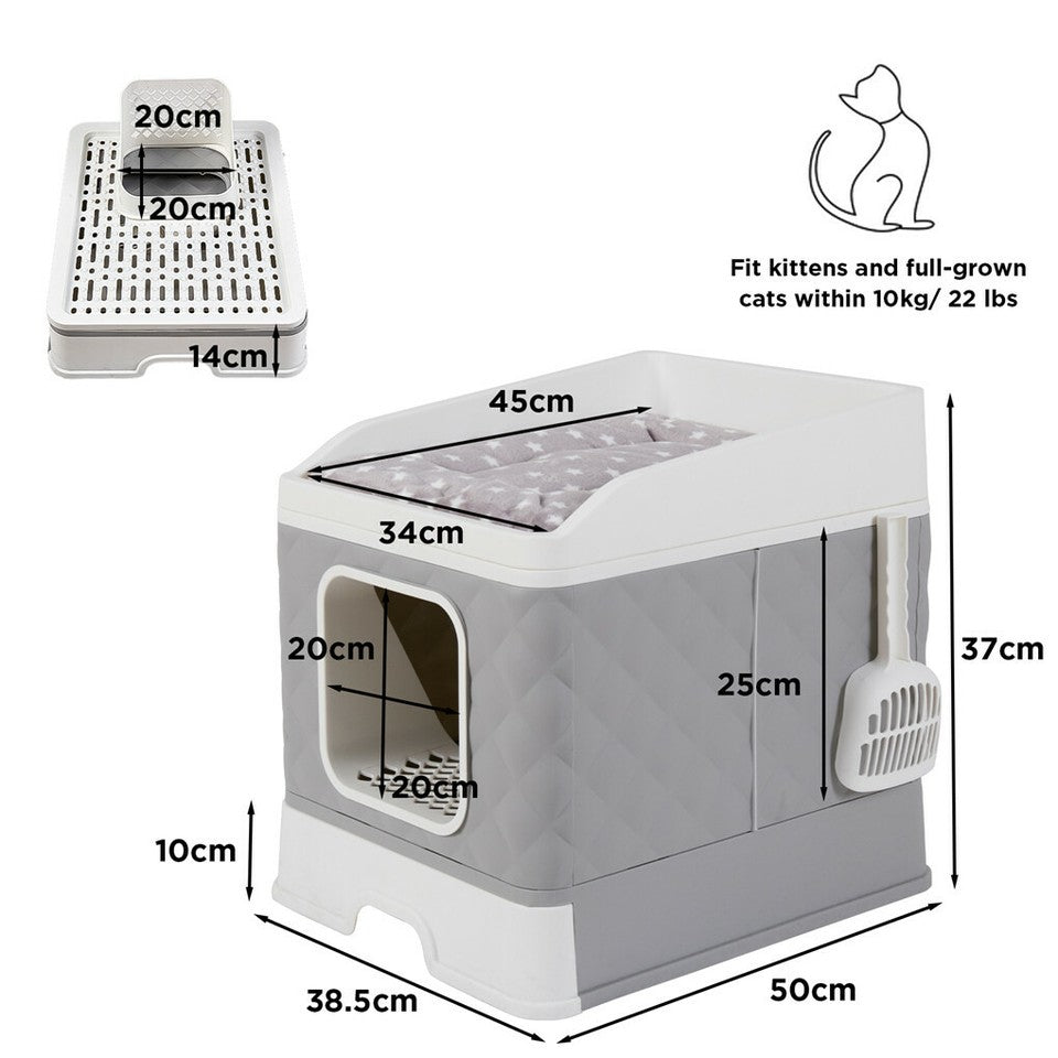 Large Hooded Cat Litter Box with Enclosed Top - Image 6