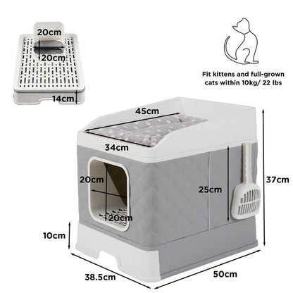 Large Hooded Cat Litter Box with Enclosed Top - Image 6