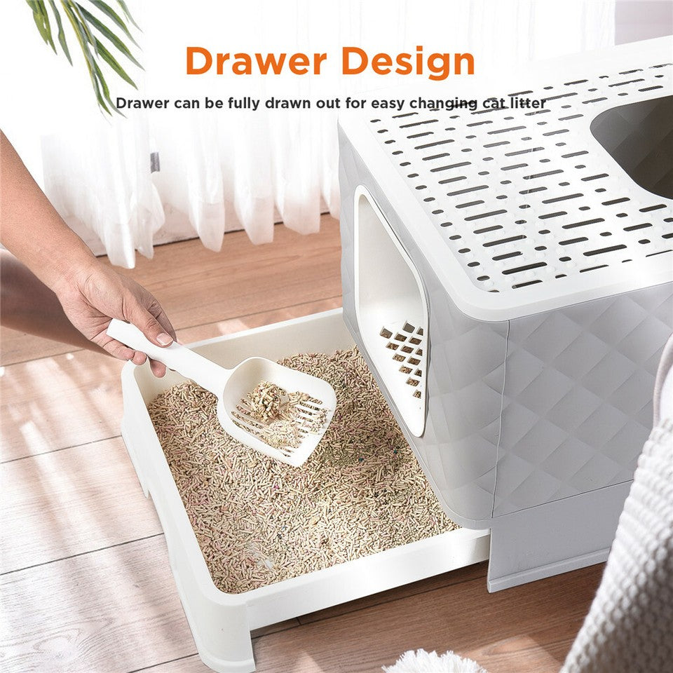 Large Hooded Cat Litter Box with Enclosed Top - Image 8