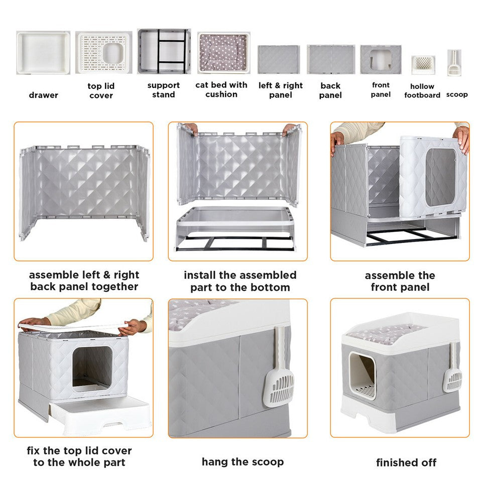 Large Hooded Cat Litter Box with Enclosed Top - Image 9