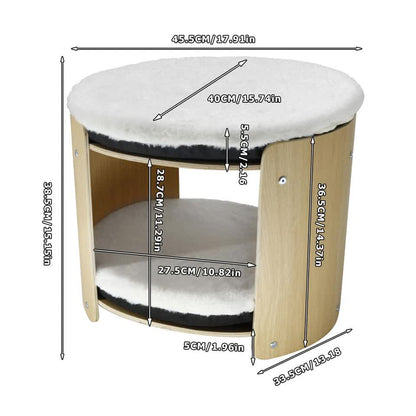 Natural Wood Cat Bunk Bed with Cushioned Two Tiers for Stylish Pet Comfort - Image 7