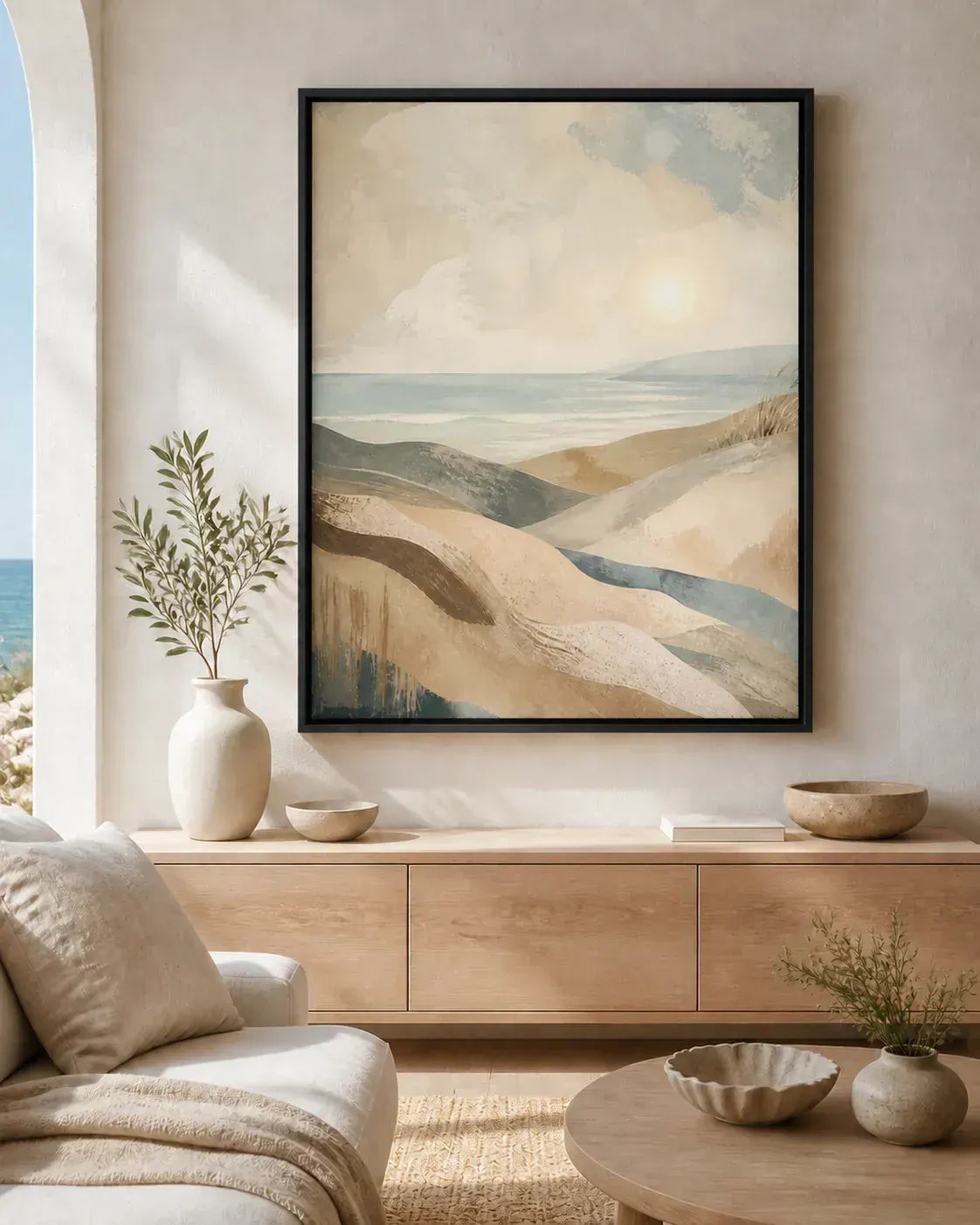 Coastal Drift Floating Frame Canvas Wall Art - Portrait - 40W x 50H cm - Black - Image 3
