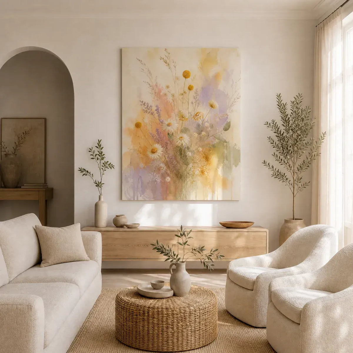Wildflower Veil Stretched Canvas Wall Art - Portrait - 60W x 120H cm