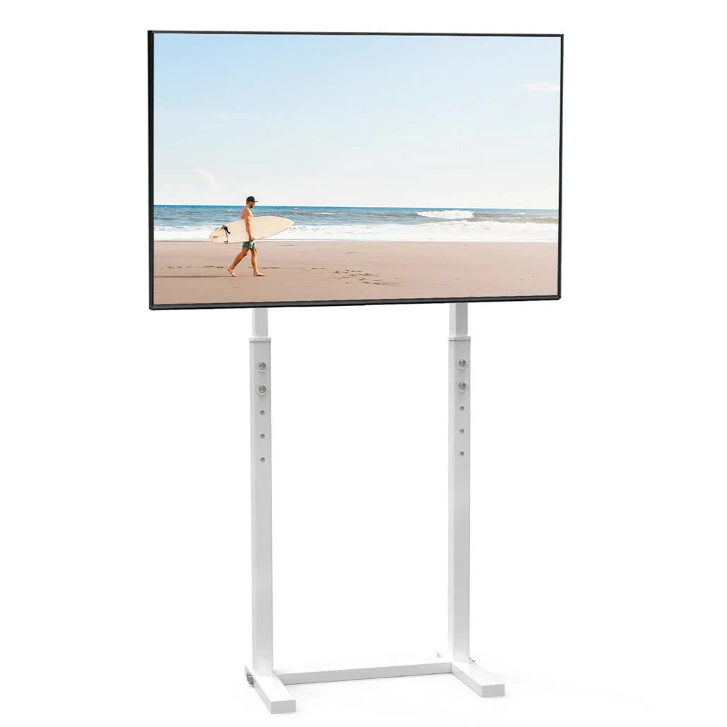 32-60 Inch TV Floor Stand Base - Universal Large TV Mount Holder Bracket - Adjustable Freestanding TV Stand for Living Room Bedroom - White - Image 2