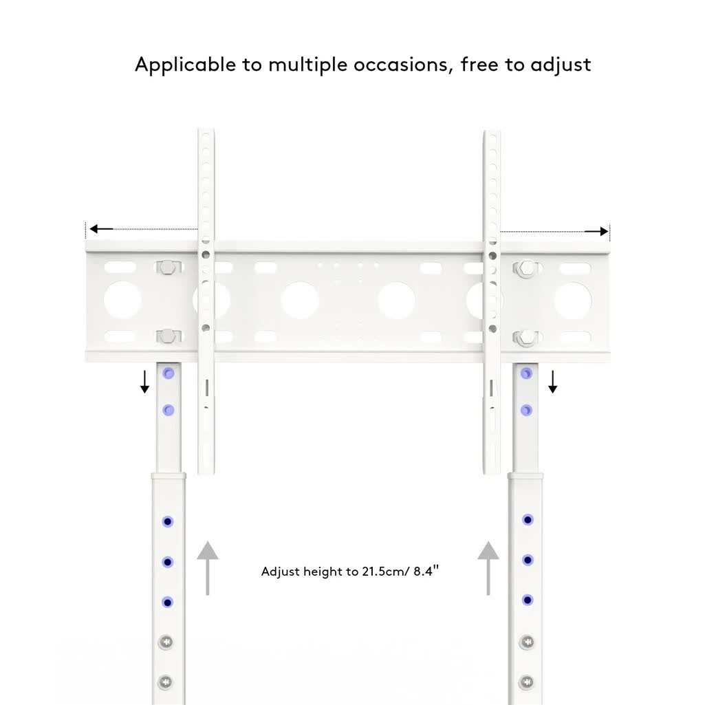 32-60 Inch TV Floor Stand Base - Universal Large TV Mount Holder Bracket - Adjustable Freestanding TV Stand for Living Room Bedroom - White - Image 3