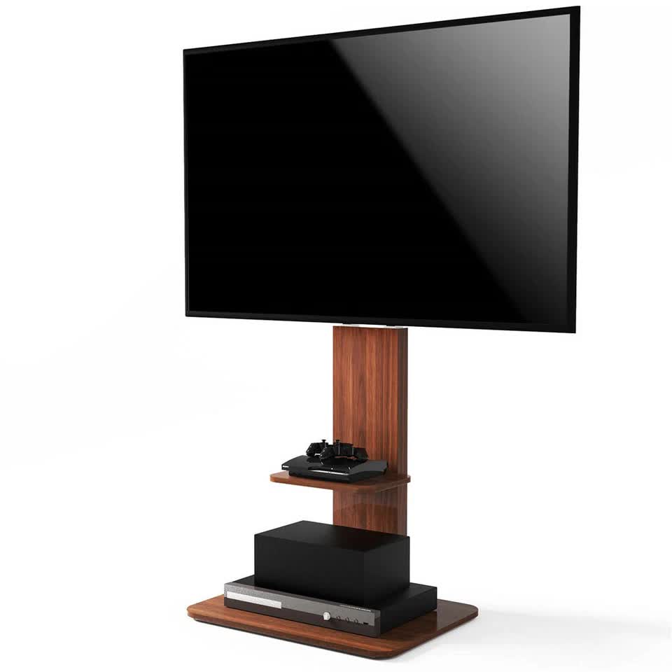 32"-65" Tv Floor Stand Adjustable Corner Tv Mount Bracket With Sturdy Wood Base - Image 4