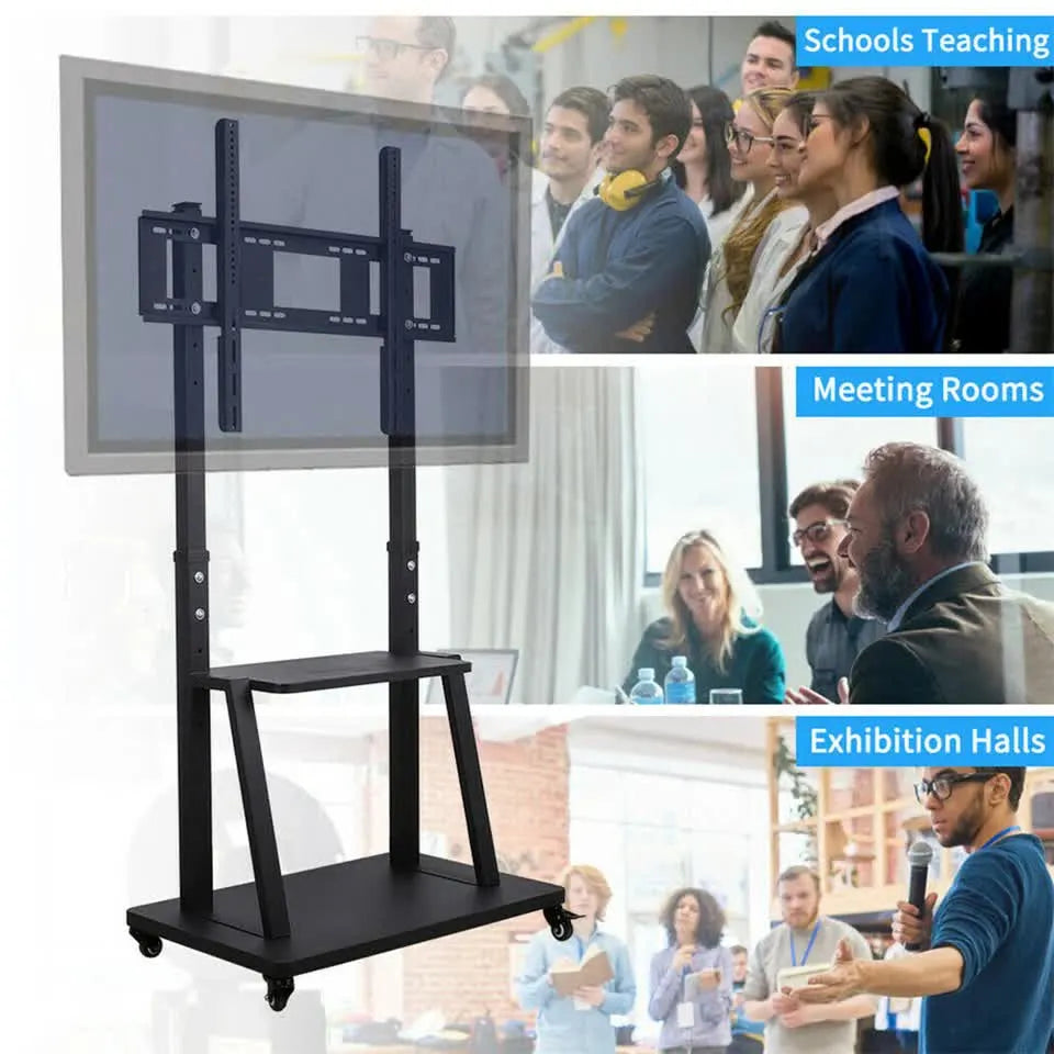 32" -100" Heavy Duty Floor TV Stand TV Cart Trolley Height Adjustable Mount Bracket - Image 5