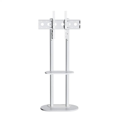 Minimalist Marble Textured Floor Tv Stand 32"-75" Strong Steel Tv Bracket Stable