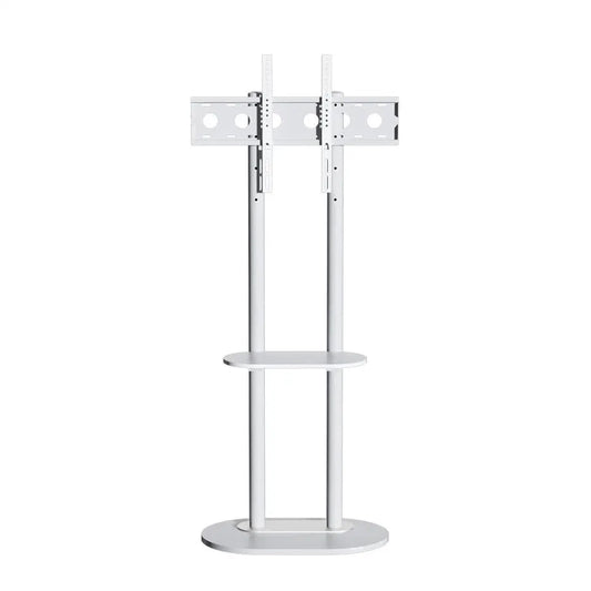 Minimalist Marble Textured Floor Tv Stand 32"-75" Strong Steel Tv Bracket Stable