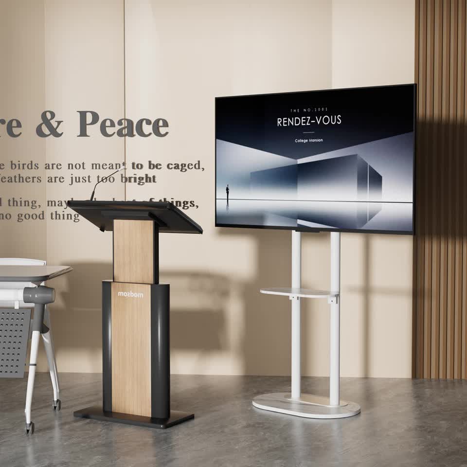 Minimalist Marble Textured Floor Tv Stand 32"-75" Strong Steel Tv Bracket Stable - Image 4