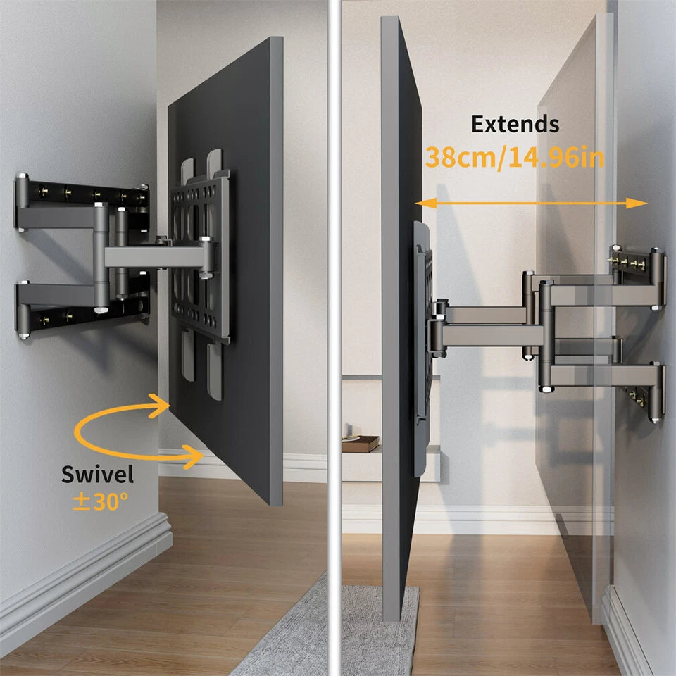 Black Heavy-Duty Swivel TV Wall Mount With Articulating Arm Support - Image 4