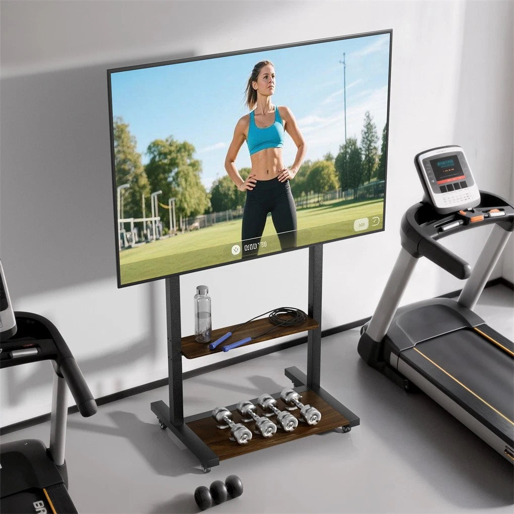 Adjustable Rolling TV Stand for 40 to 100 Inch Screens with Shelves - Image 2
