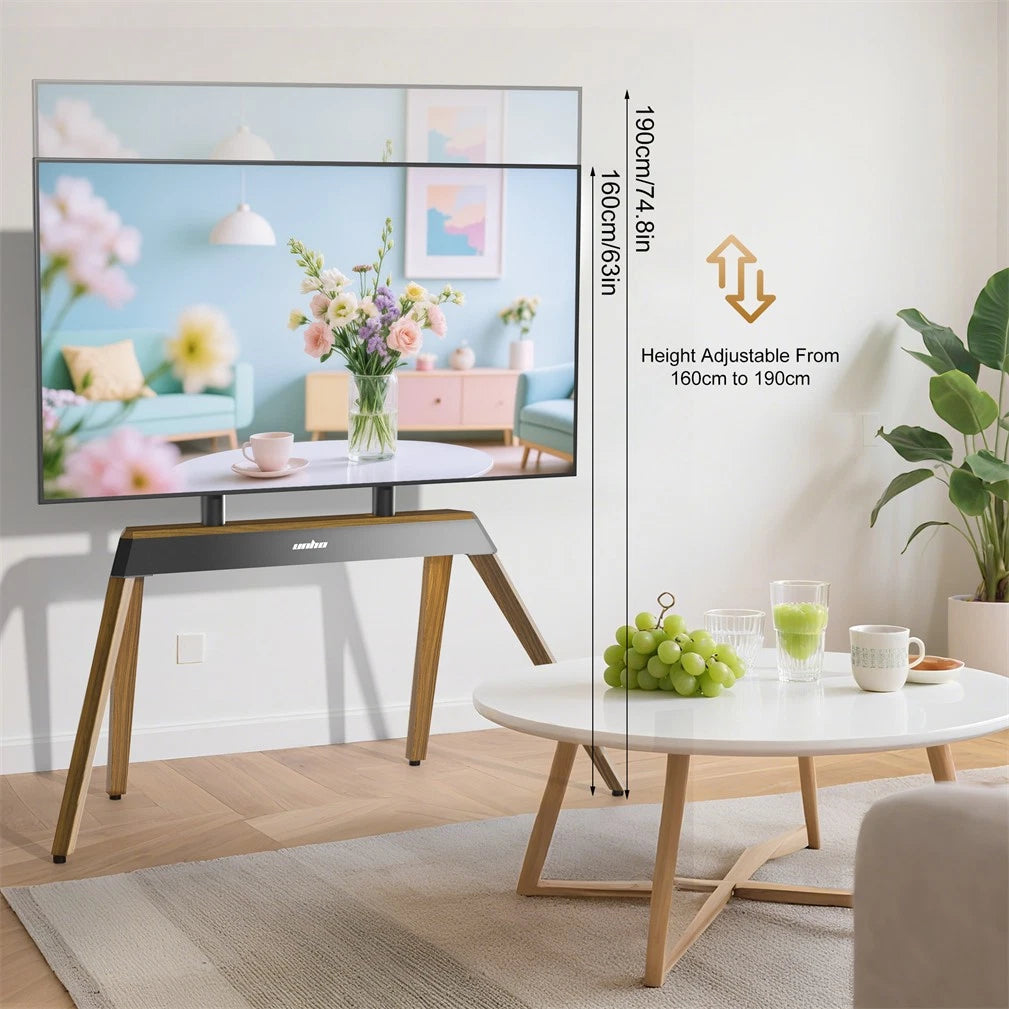 40-86 Inch Large Modern TV Floor Stand Mount - Height Adjustable LED LCD OLED Display Bracket with Trapezoidal Frame - Image 3