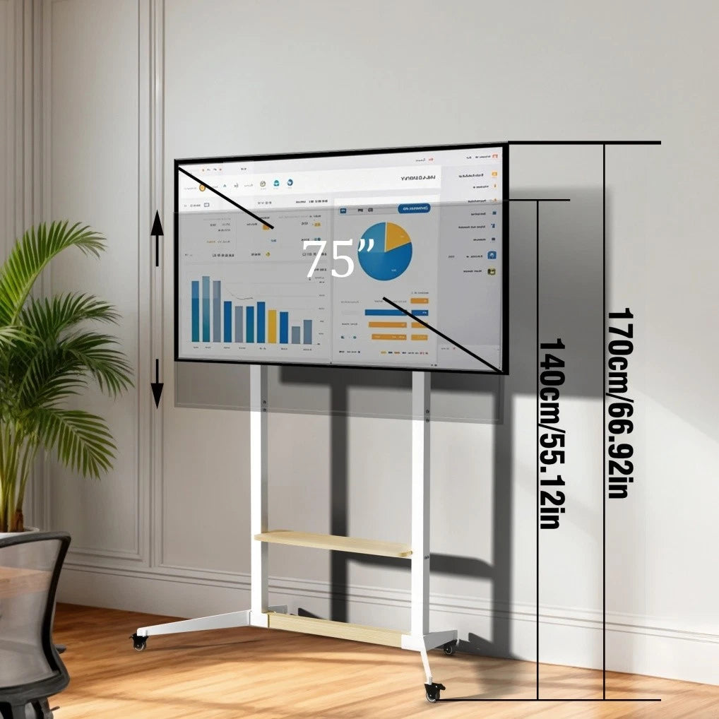 Height Adjustable Steel TV Stand on Wheels - Heavy Duty Mobile Floor Mount Cart for 40ï¿½100 Inch TVs, 100kg Capacity - Image 3