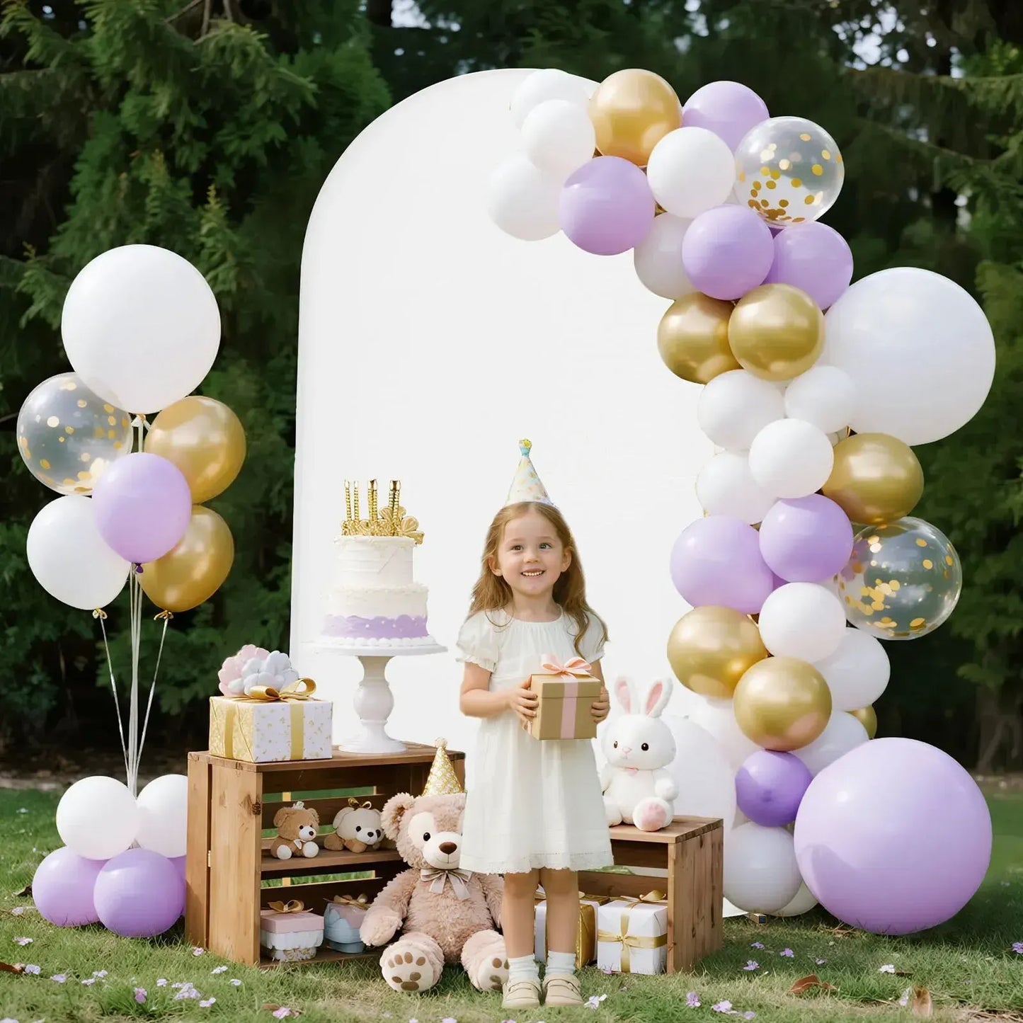 Arch Backdrop Stand, 2.2 x 1.2 m, Stable Structure, 1 Set Gold Metal Arch Backdrop Stand with Cover for Wedding - Image 2