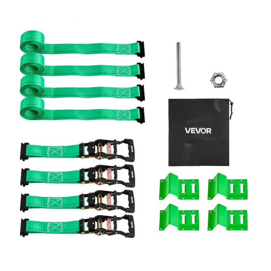 Wheel Chock Tie-Down Kit, Break Strength 1986.73 kg & Working Load 662 kg Motorcycle Tie-Down System E-Hooks for ATVs