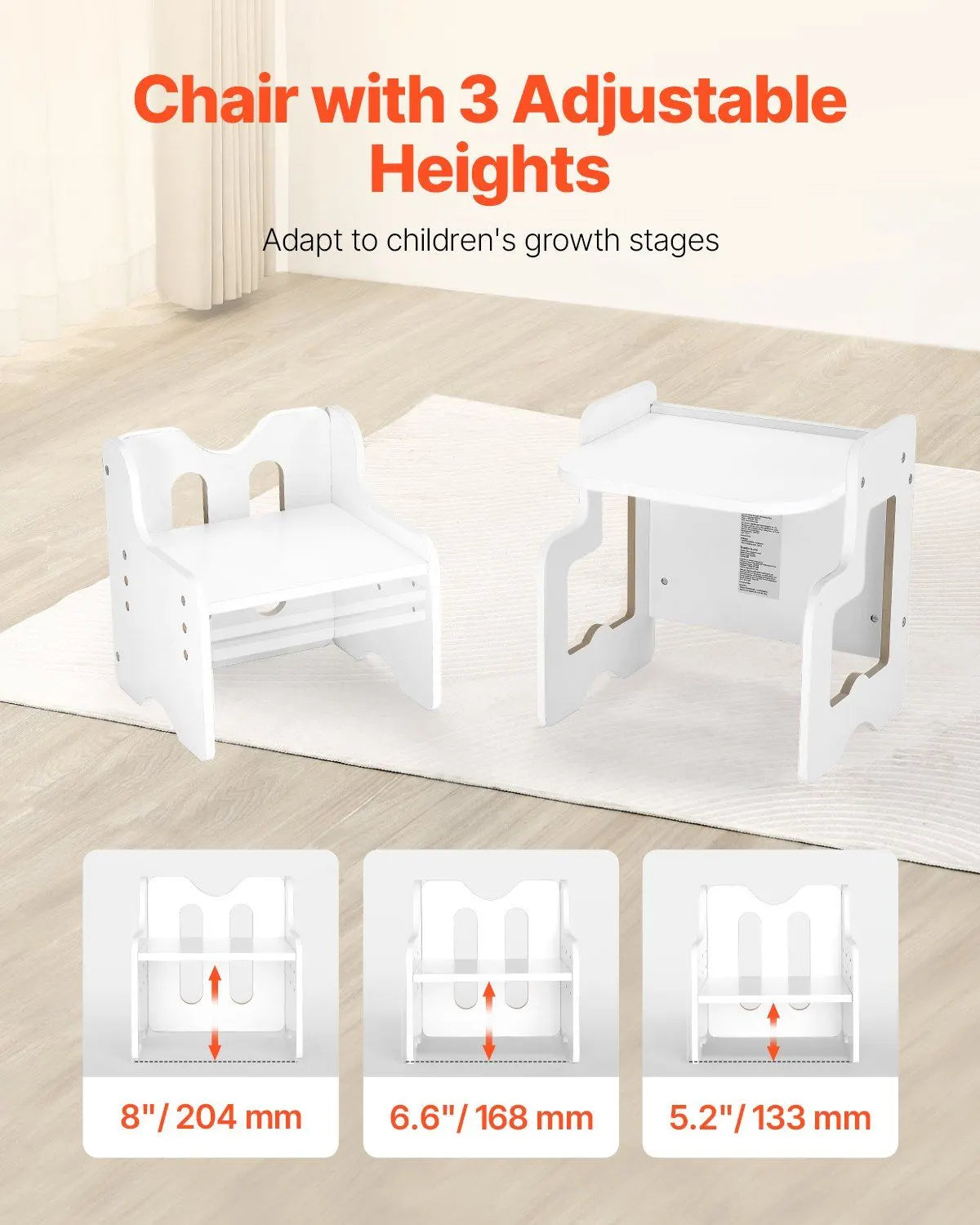 Montessori Weaning Table and Chair Set, 3 In 1 Wooden Toddler Table and Chairs with Chalkboard, Reading, Eating - White - Image 3