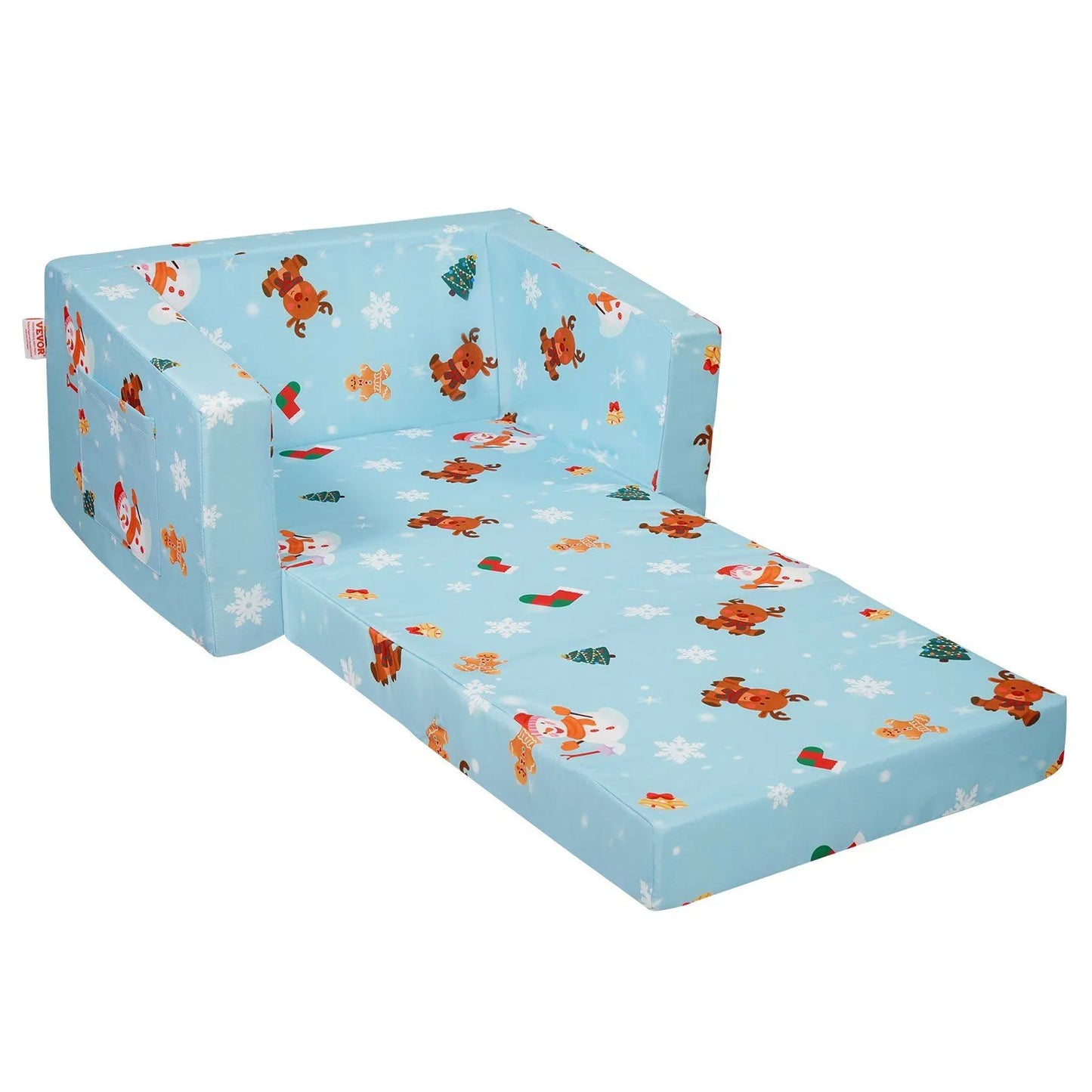 Kids Couch, 2-in-1 Toddler Chairs Comfy, Toddler Couch Sofa Bed Fold Out, Convertible Sofa to Lounger, Sky Blue - Image 3