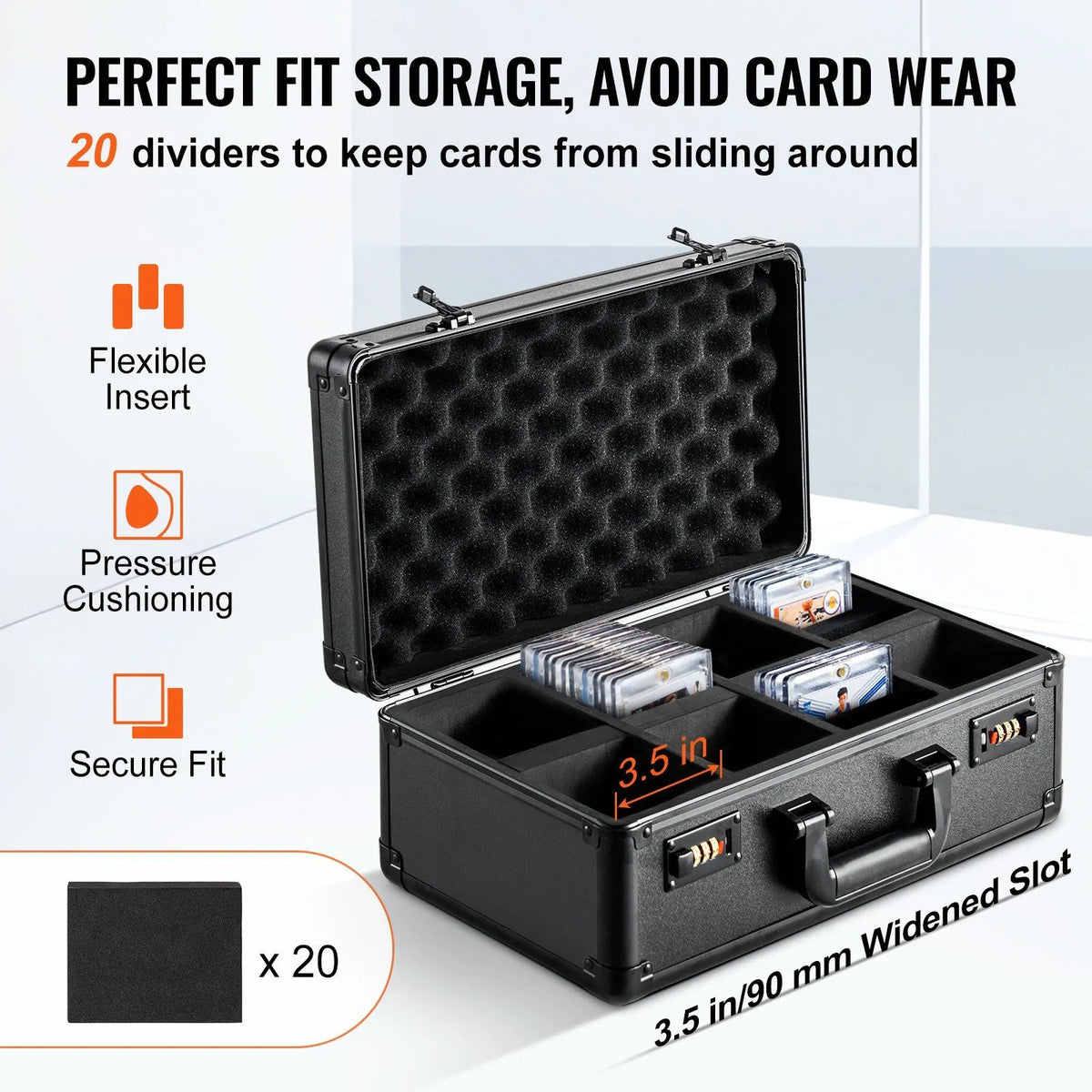 Graded Card Storage Box 4 Slot Lockable Carrying Case with Foam Dividers for PSA BGS SGC Sports Trading Cards Top Loaders Loose Cards - Image 2