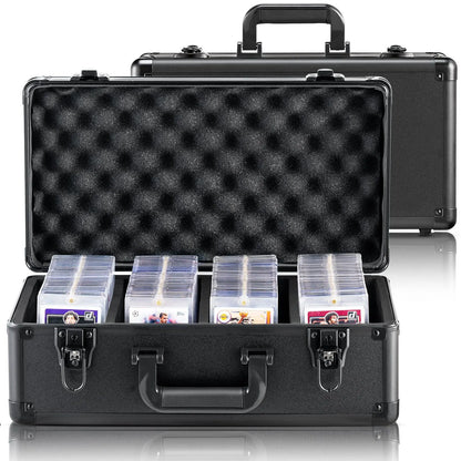 Graded Card Storage Box 4 Slot Key Lock Carrying Case with Foam Dividers for PSA BGS SGC Sports Trading Cards Top Loaders Loose Cards