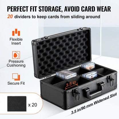Graded Card Storage Box 4 Slot Key Lock Carrying Case with Foam Dividers for PSA BGS SGC Sports Trading Cards Top Loaders Loose Cards - Image 2