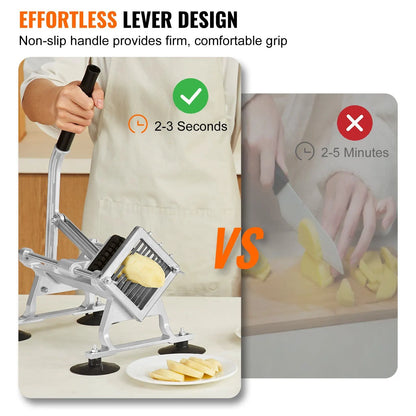 Commercial Vegetable Slicer 3/8 Inch Manual Fruit and Vegetable Cutter Stainless Steel Aluminum Alloy Slicing Machine with Non Slip Feet for Potatoes Onions Radishes Lemons - Image 2