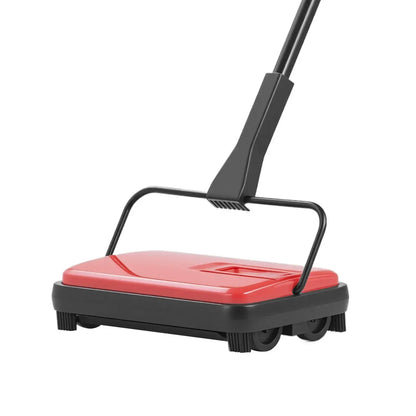 Carpet Sweeper Manual, Floor Sweeper with 300 ml Dustbin Capacity Easy to Empty, Red