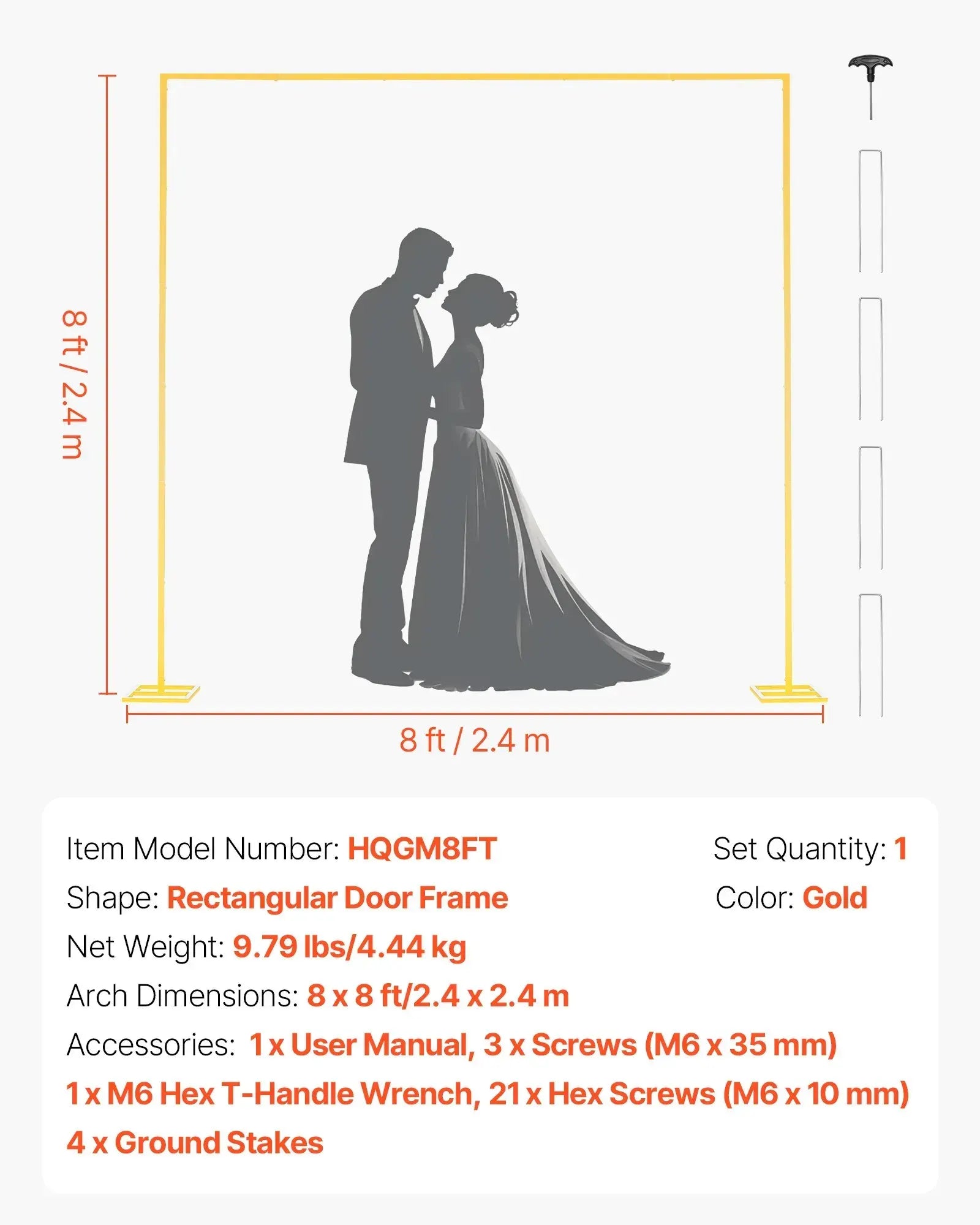 Arch Backdrop Stand, 2.4 x 2.4 m, Stable Structure, Easy Assembly, Birthday Party, Graduation, Holiday Celebration - Image 5