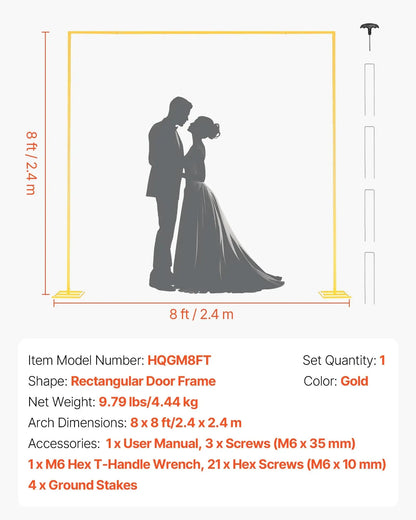 Arch Backdrop Stand, 2.4 x 2.4 m, Stable Structure, Easy Assembly, Birthday Party, Graduation, Holiday Celebration - Image 5