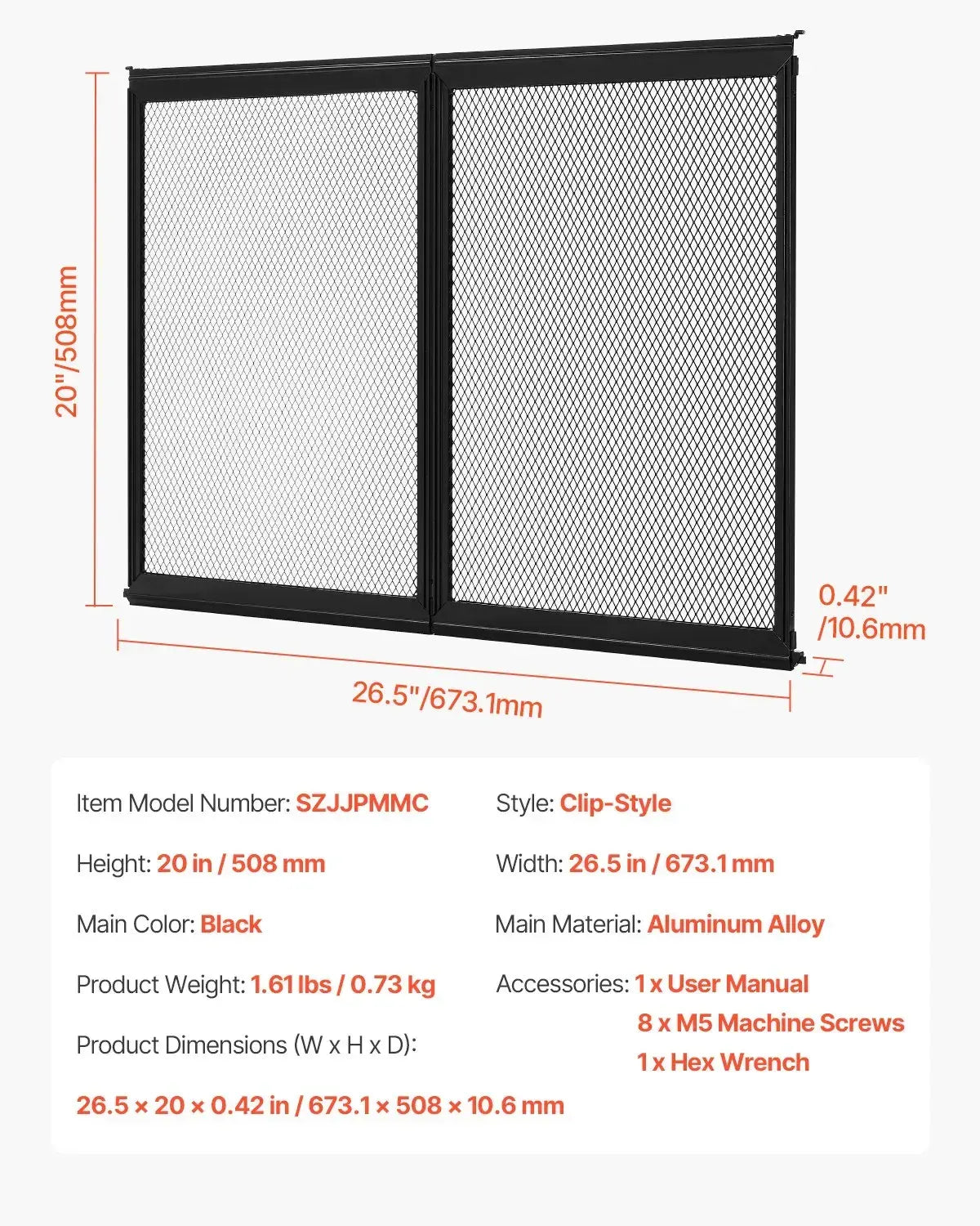 RV Screen Door Protector, 673.1 x 508 mm Door Grille, Easy to Install and Disassemble, Black - Image 3