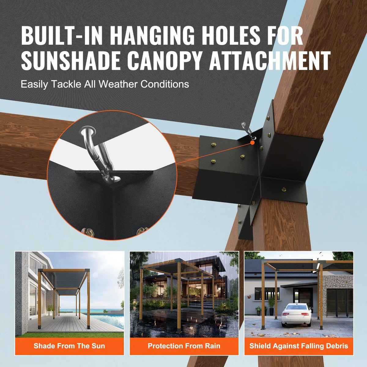 2 Pack 4 Way Pergola Bracket Kit for 4x4 Posts Heavy Duty Corner Brackets DIY Wood Post Base for Gazebo Patio Pergola Log Cabin Outdoor - Image 3