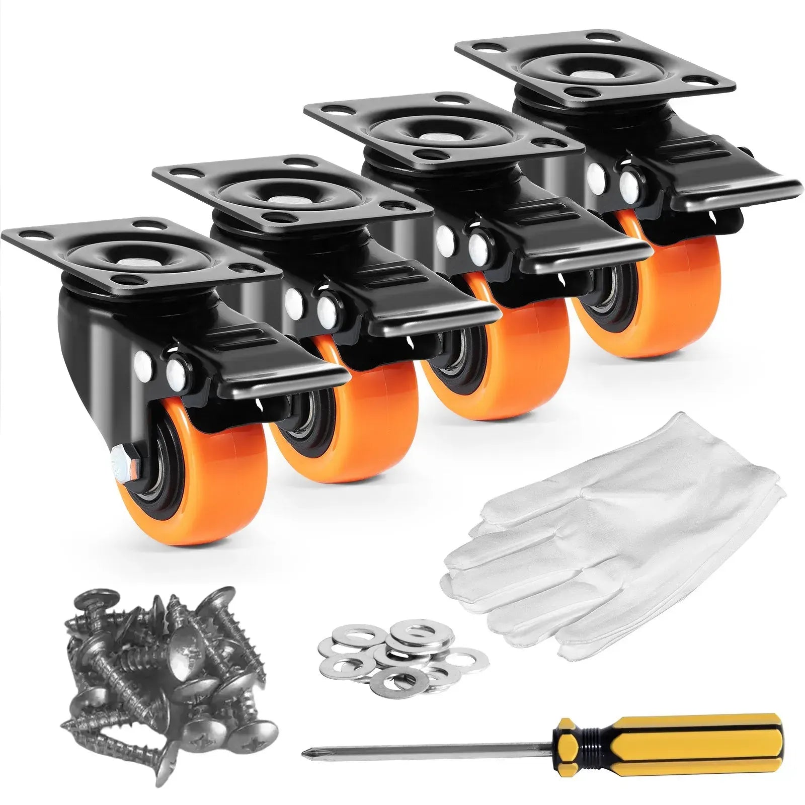 Caster Wheels, 50.8 mm Swivel Plate Casters, Set of 4, Heavy Duty 68 kg Load Capacity Per Caster - Image 5