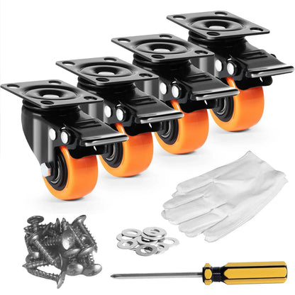Caster Wheels, 50.8 mm Swivel Plate Casters, Set of 4, Heavy Duty 68 kg Load Capacity Per Caster - Image 5