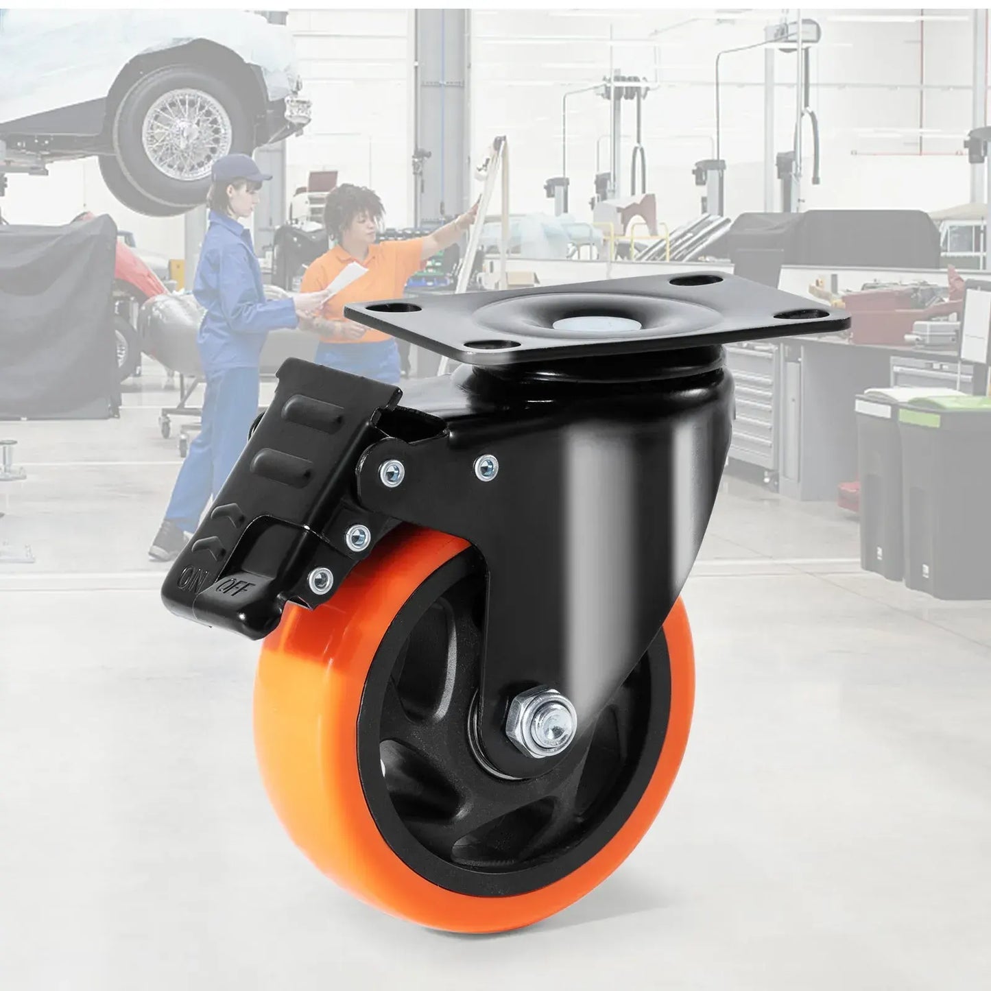 Caster Wheels, 101.6 mm Swivel Plate Casters, Set of 4, Heavy Duty 159 kg Load Capacity Per Caster